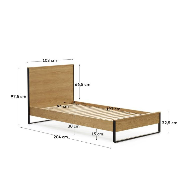 Ліжко Taiana N0100005MM40 із дубового шпону 90 x 190 см7